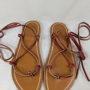 K.Jacques x DÔEN Parisian Tie-Up Gladiator Sandals Red Leather 42